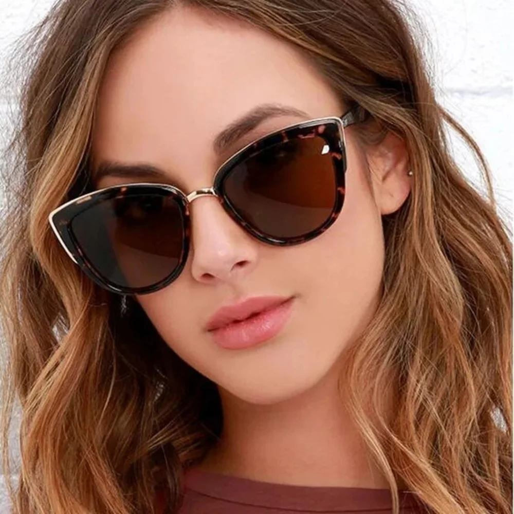 🍒 Black Leopard Retro Cat Eye 🐱 Sunglasses - Picture 3 of 14